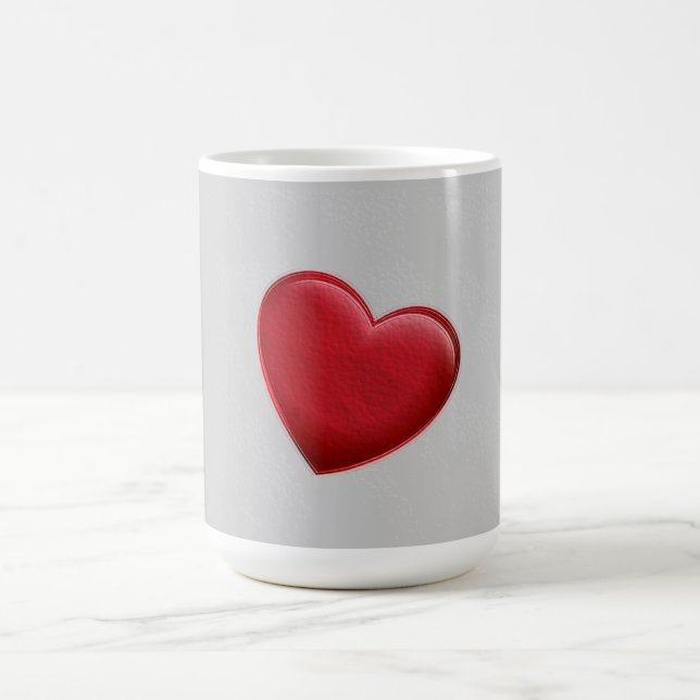 Red Heart Gray Trendy Love Wedding Coffee Mug (Center)