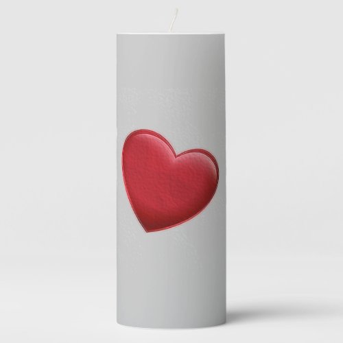 Red Heart Gray Trendy Love Wedding Pillar Candle