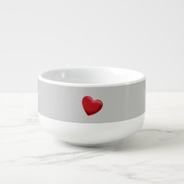 Red Heart Gray Trendy Love Wedding Soup Mug