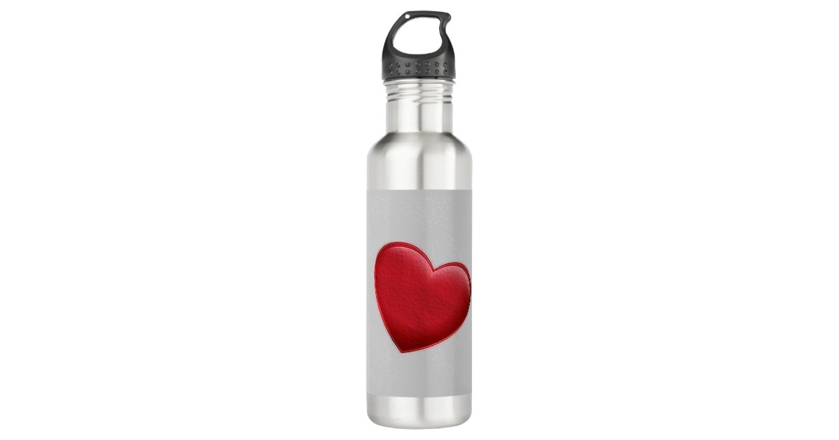 Red Heart Gray Trendy Love Wedding Stainless Steel Water Bottle | Zazzle