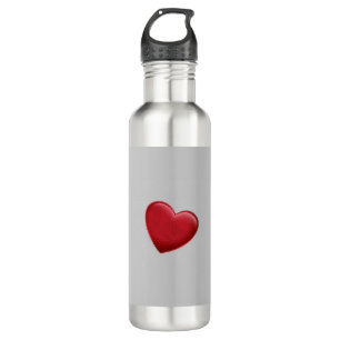 Red Heart Gray Trendy Love Wedding Stainless Steel Water Bottle