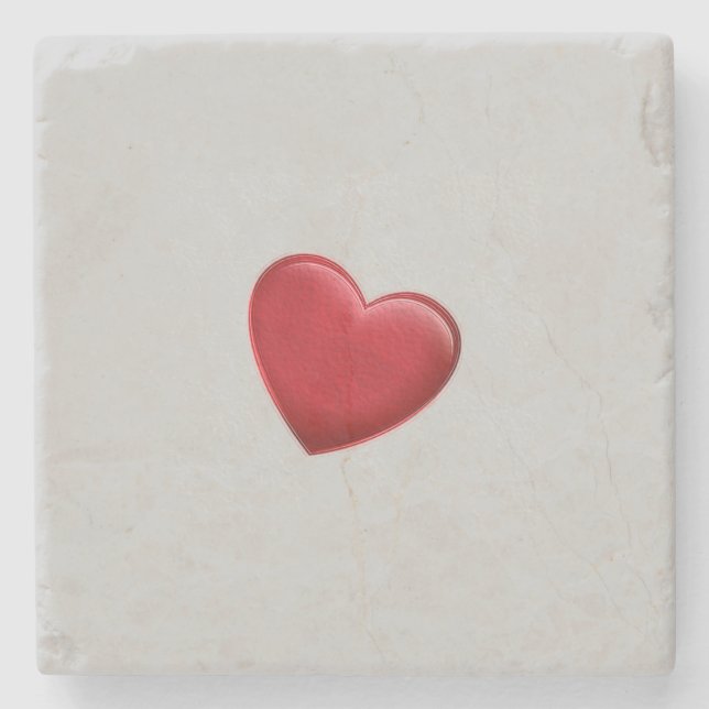 Red Heart Gray Trendy Love Wedding Stone Coaster (Front)