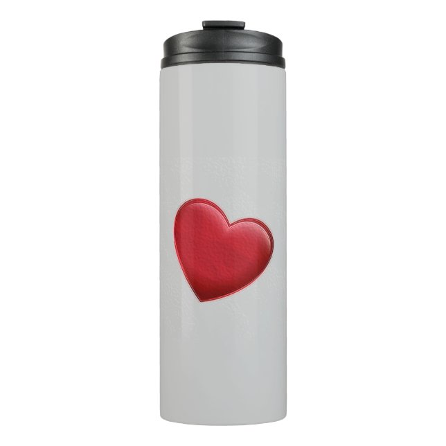 Red Heart Gray Trendy Love Wedding Thermal Tumbler (Front)