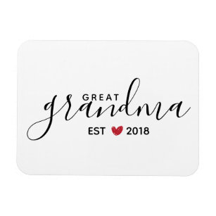Red Heart Great-Grandma Established Year Magnet