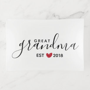 Red Heart Great-Grandma Established Year Trinket Tray