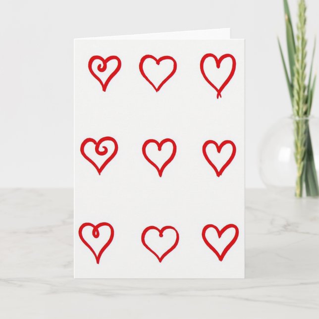 Red Heart Hand Drawn Love Card (Front)
