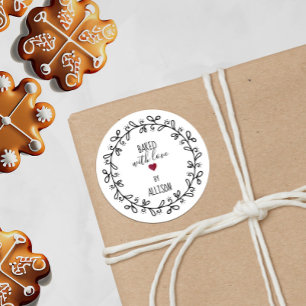 Red Heart Hand-lettered Baked With Love Stickers