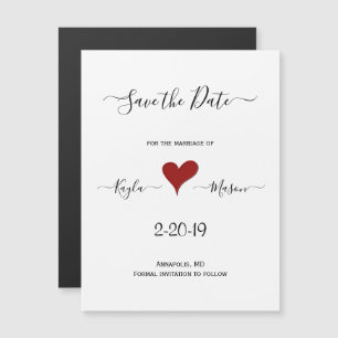 Red Heart Hand Lettered Magnetic Save the Date