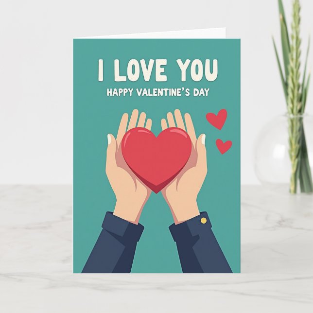 Red Heart Hands Love Card (Front)