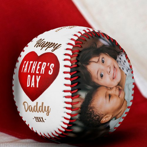 Red Heart Happy Fathers Day Daddy 2 Photo  Baseball