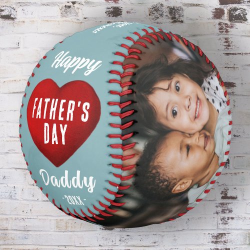 Red Heart Happy Fathers Day Daddy 2 Photo Collage Softball
