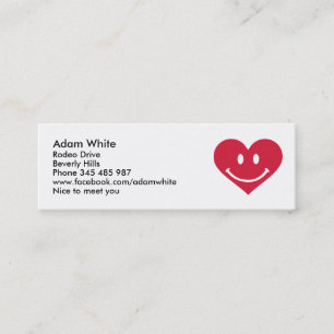 Red heart happy mini business card