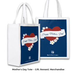 Red Heart Happy Mother's Day Banner Logo QR-code Grocery Bag