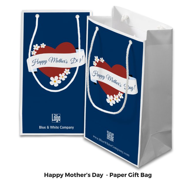 Red Heart Happy Mother's Day Banner Logo QR-code Small Gift Bag (Red Heart Happy Mother's Day Banner Logo QR-code Small Gift Bag)