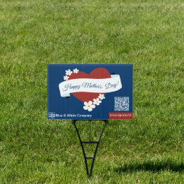 Red Heart Happy Mother's Day Banner QR Code Sign