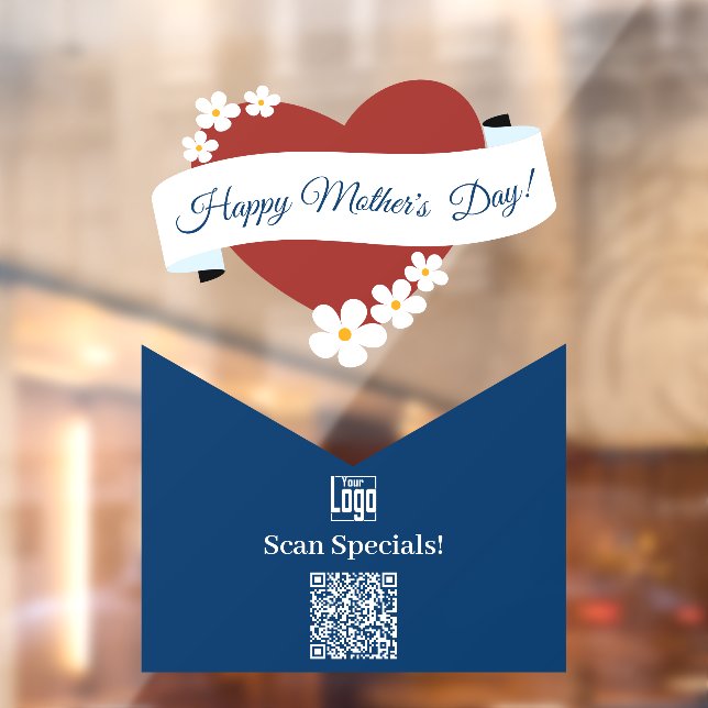 Red Heart Happy Mother's Day Banner-Scan Specials! Window Cling (Sheet 2)