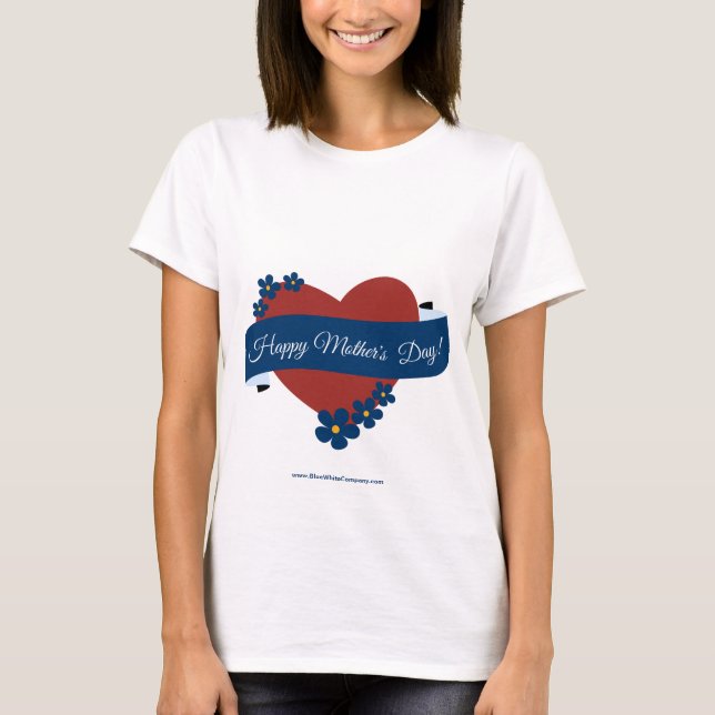 Red Heart Happy Mother's Day Celebration T-Shirt (Front)