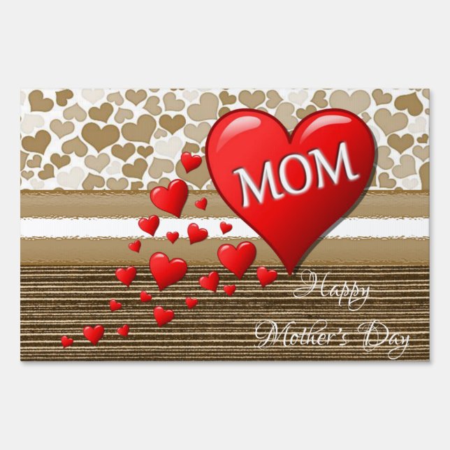Red Heart Happy Mother's Day Yard Sign (Front)