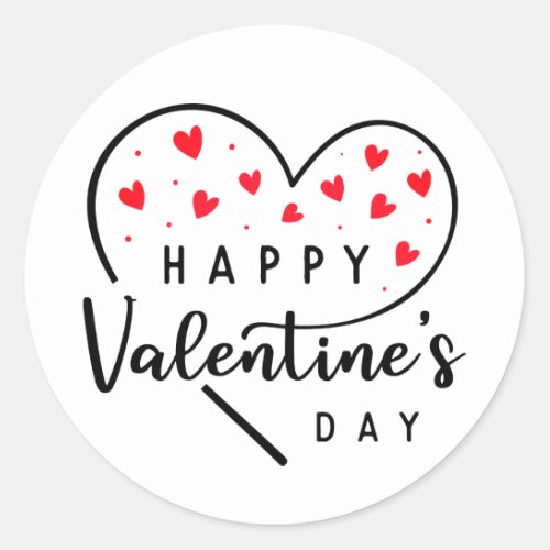 Red Heart Happy Valentines Day Classic Round Sticker