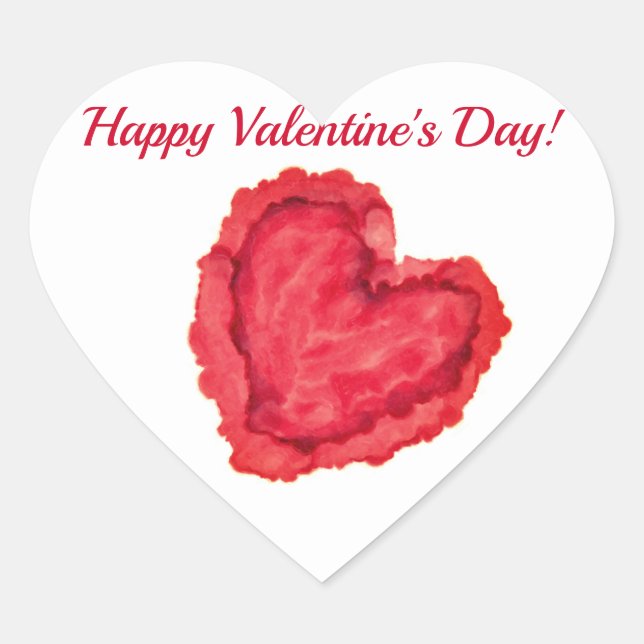 Red Heart "Happy Valentine's Day" Sticker (Front)