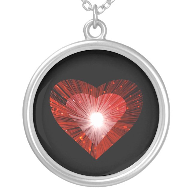 Red Heart 'heart' necklace round black (Front)