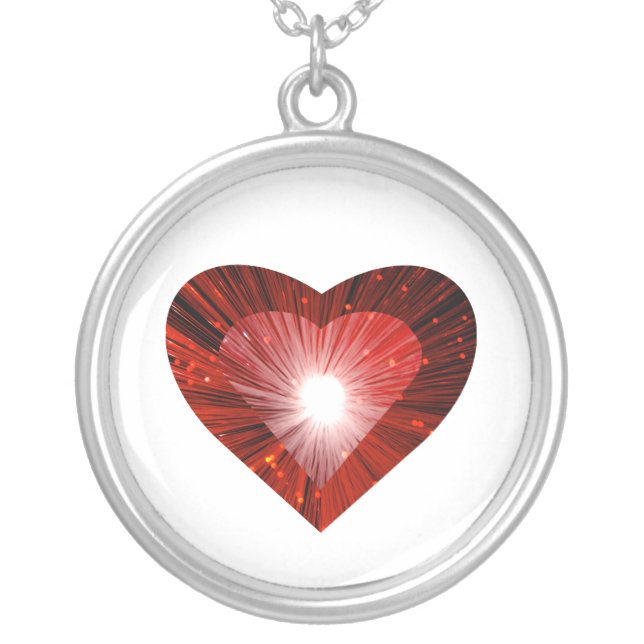 Red Heart 'heart' necklace round white (Front)