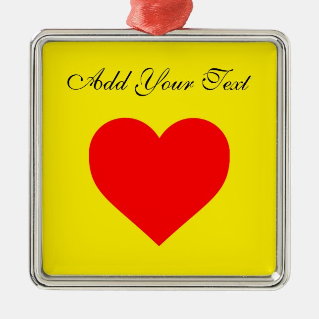 Red Heart Heat Personalized Metal Ornament (Front)