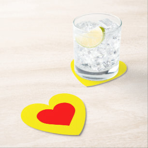 Red Heart Heat Yellow Paper Coaster