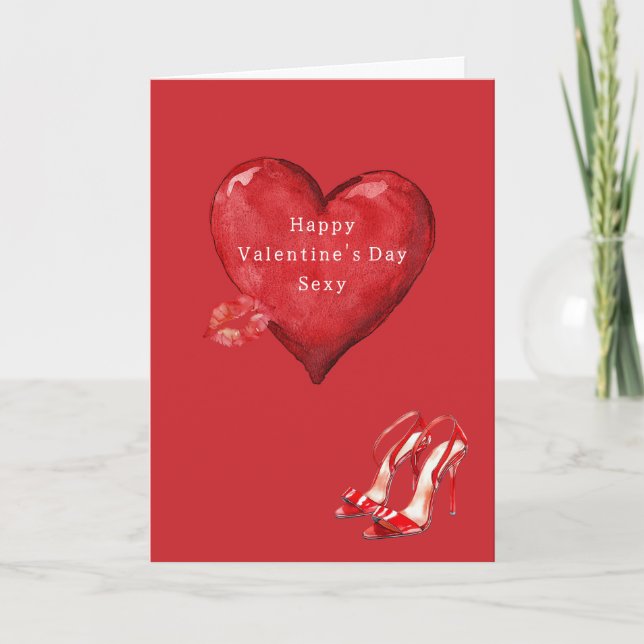 Red Heart High Heels Kiss Valentine's Day Card (Front)