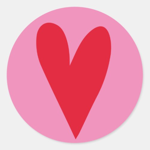 Red Heart _ Hot Pink Valentine  Wedding  Classic Round Sticker
