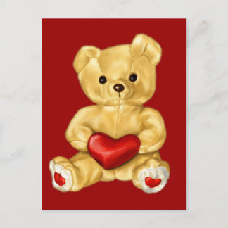 Red Heart Hypnotizing Cute Teddy Bear Postcard