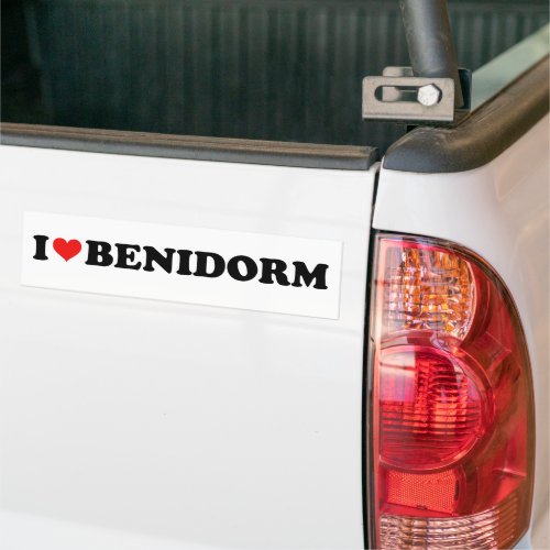 Red Heart I Love Benidorm Car Bumper Sticker