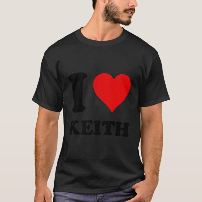 Red Heart I Love Keith T-Shirt (Front)