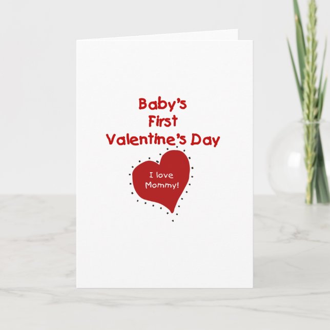 Red  Heart I Love Mommy First Valentines Day Card (Front)