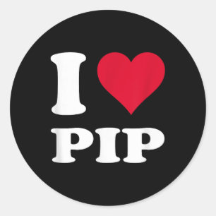Red Heart I Love Pip  Classic Round Sticker