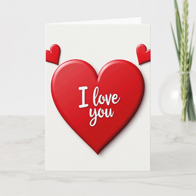 Red Heart I Love You Message Card (Front)