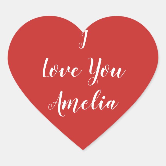 Red Heart I Love You personalized Sticker (Front)