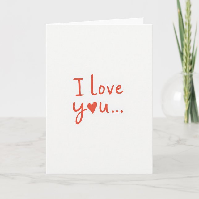 Red Heart I Love You Valentine Card (Front)