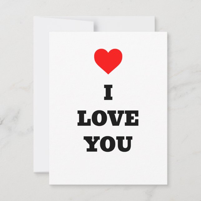 Red heart I love you Valentine's Day Card (Front)