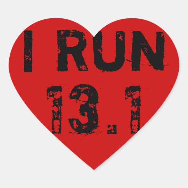 Red Heart I Run 13.1 Sticker (Front)