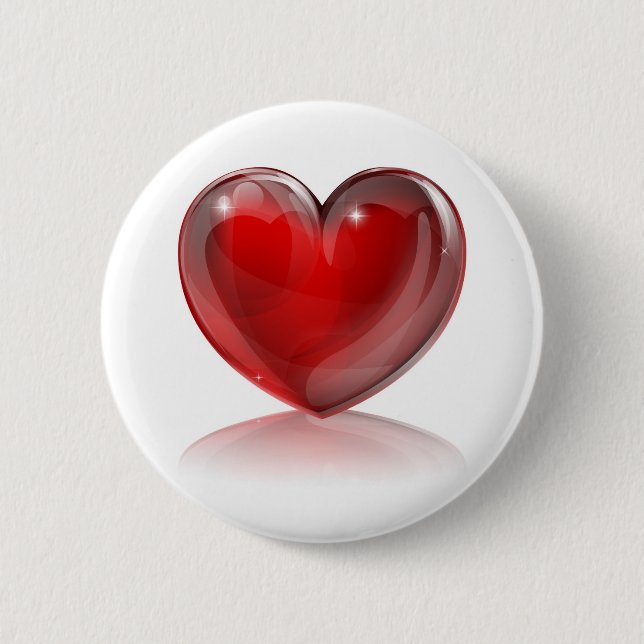 Red heart illustration button (Front)