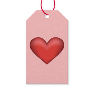 Red Heart Illustration On Blush Pink Background Gift Tags