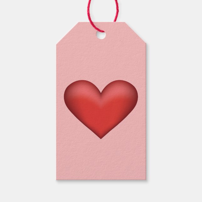Red Heart Illustration On Blush Pink Background Gift Tags (Front)