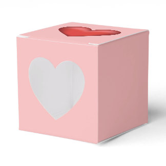 Red Heart Illustration On Blush Pink Color Favor Box