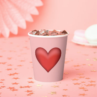 Red Heart Illustration Paper Cups