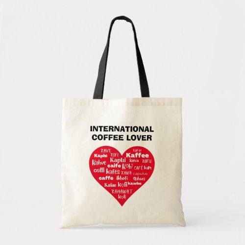 Red Heart INTERNATIONAL COFFEE LOVER Tote Bag