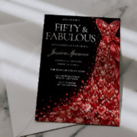 Red Heart Jewel Dress Black 50th Birthday