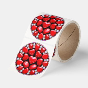 Red Heart Jewelry Circle Classic Round Sticker