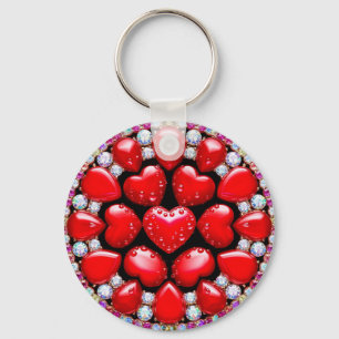 Red Heart Jewelry Circle Keychain