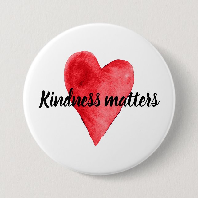 Red Heart Kindness Matters  Button (Front)